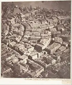 Boston, as the Eagle and the Wild Goose See It, 1860 overview photo by J.W. Black, showing Milk Street and vicinity