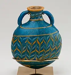 Bottle; 1295–1070 BC; glass; height: 10 cm (3.9 in); Metropolitan Museum of Art