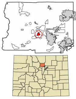 Location of the Crisman CDP in Boulder County, Colorado
