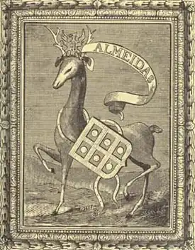 The arms of Almeida from Anselmo Braamcamp Freire's "Salões da Sala de Sintra"