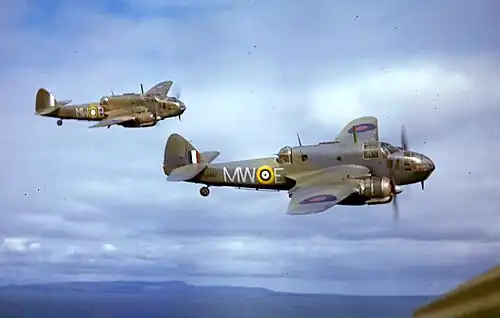 Two Bristol Beauforts in flight