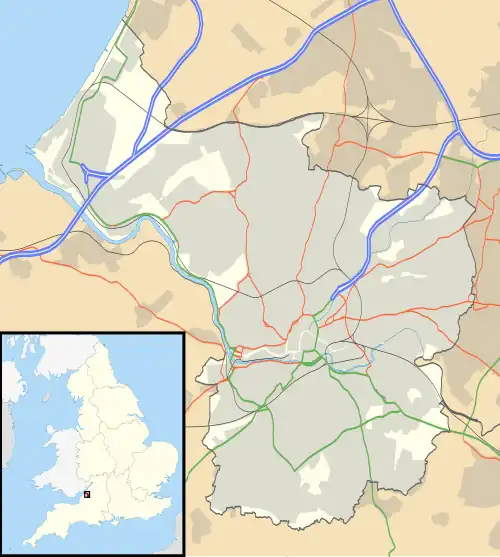 Bristol shown within England