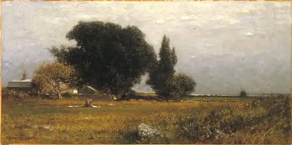 Trees and Meadow (circa 1885) oil on canvas, 30.3&nbsp;cm ×&nbsp;60.6&nbsp;cm (11.9&nbsp;in ×&nbsp;23.9&nbsp;in), Brooklyn Museum, New York City