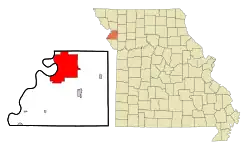 Location of St. Joseph in Missouri