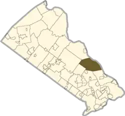 Location of Upper Makefield Township in Bucks County, Pennsylvania