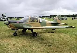 Privately owned Scottish Aviation Bulldog, formerly of the Botswana Air Force and in their colours, at an English rally in 2005