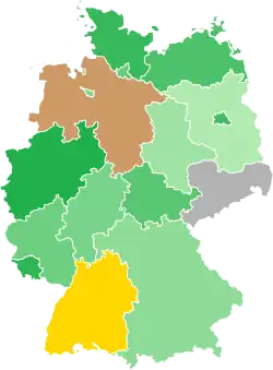 A coloured map of the states of Germany
