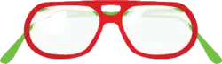 Glasses with a thick red and green frame