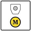A road sign informing of the beginning of both motorway vignette (toll label) and electronic toll duty
