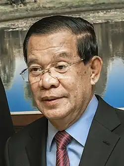 Image 31Hun Sen was the longest-serving head of government in Cambodia's history. (from History of Cambodia)