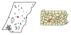 Location of Ebensburg in Cambria County, Pennsylvania.