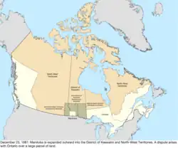 Map of the change to Canada on December 23, 1881