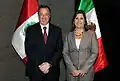 Mexican Foreign Secretary José Antonio Meade and Peruvian Foreign Minister Eda Rivas in Lima; 2014.