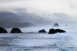 View of Cannon Beach from Ecola State Park that was also featured in The Goonies.