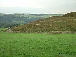 Millstone Grit blocks at Canyards Hill forming a large landslip.