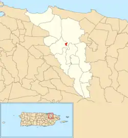 Location of Carolina barrio-pueblo within the municipality of Carolina shown in red