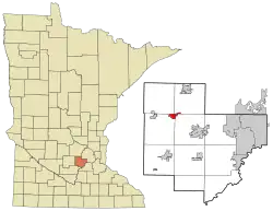 Location of the city of Mayer within Carver County, Minnesota