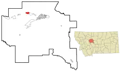 Location of Vaughn, Montana