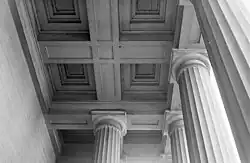 Detail of portico ceiling and columns, north end of portico