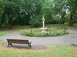 Fountain surrounded by railing