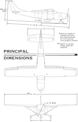 3-view line drawing of the Cessna 207 Skywagon