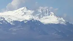 Chachacomani seen from Lake Titicaca.