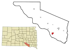 Location in Charles Mix County and the state of South Dakota