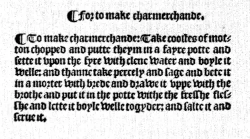 mediaeval recipe with ingredients as in image caption