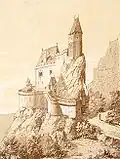 19th century drawing of Château du Girsberg
