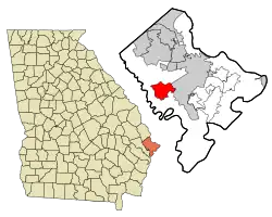 Location in Chatham County and the state of Georgia