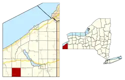 Location within Chautauqua County and New York state
