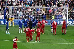 Chelsea and Liverpool players in a 2019 fixture.