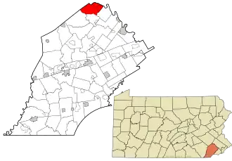 Location in Chester County and the state of Pennsylvania.