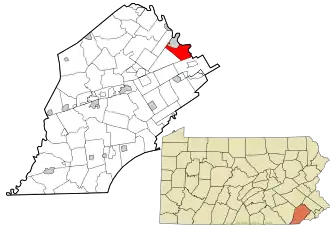 Location of Schuylkill Township in Chester County and of Chester County in Pennsylvania