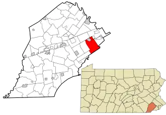 Location in Chester County and the state of Pennsylvania.