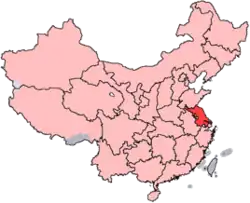 A map of China with Jiangsu province highlighted