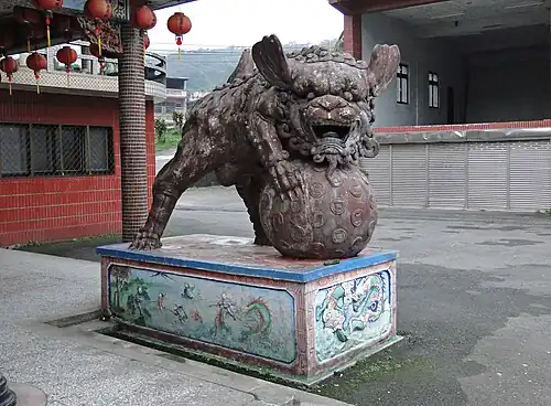 A guardian lion in Pingxi District, Taiwan