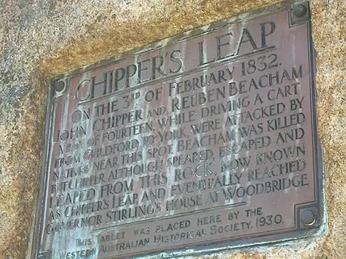 The plaque at Chippers Leap