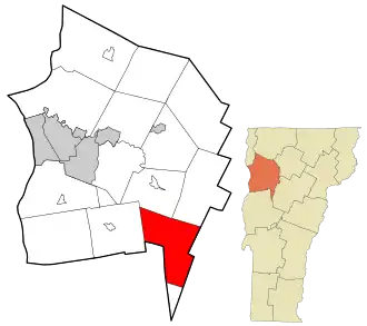 Location in Chittenden County and the state of Vermont.