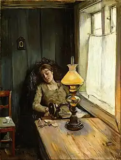 The Sleeping Seamstress (1885), by Christian Krohg, Nasjonalgalleriet, Oslo