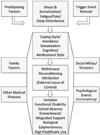 A model showing different factors in chronic pain.