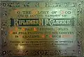 Memorial plaque to Henry Percy Clarke of the King's Liverpool Regiment, killed in World War I
