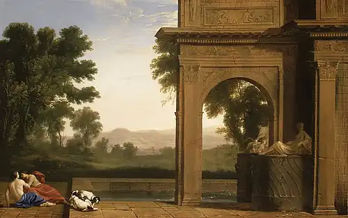 Classical landscape with figures