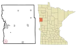 Location of Comstock within Clay County and state of Minnesota