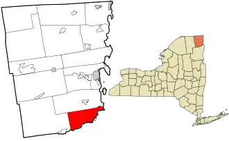 Location in Clinton County and the state of New York.
