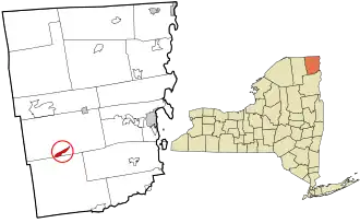 Location in Clinton County and the state of New York.