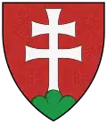 Patriarcal cross for Hungary formalized by Louis I seen in the modern Coat of arms of Hungary and here.