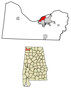 Location of Sheffield, Alabama