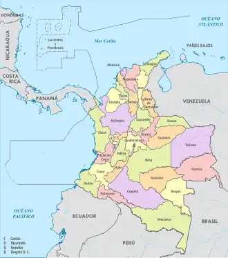 Political map of Colombia