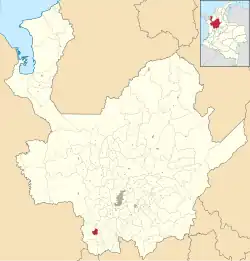 Location of the municipality and town of Hispania, Antioquia in the Antioquia Department of Colombia